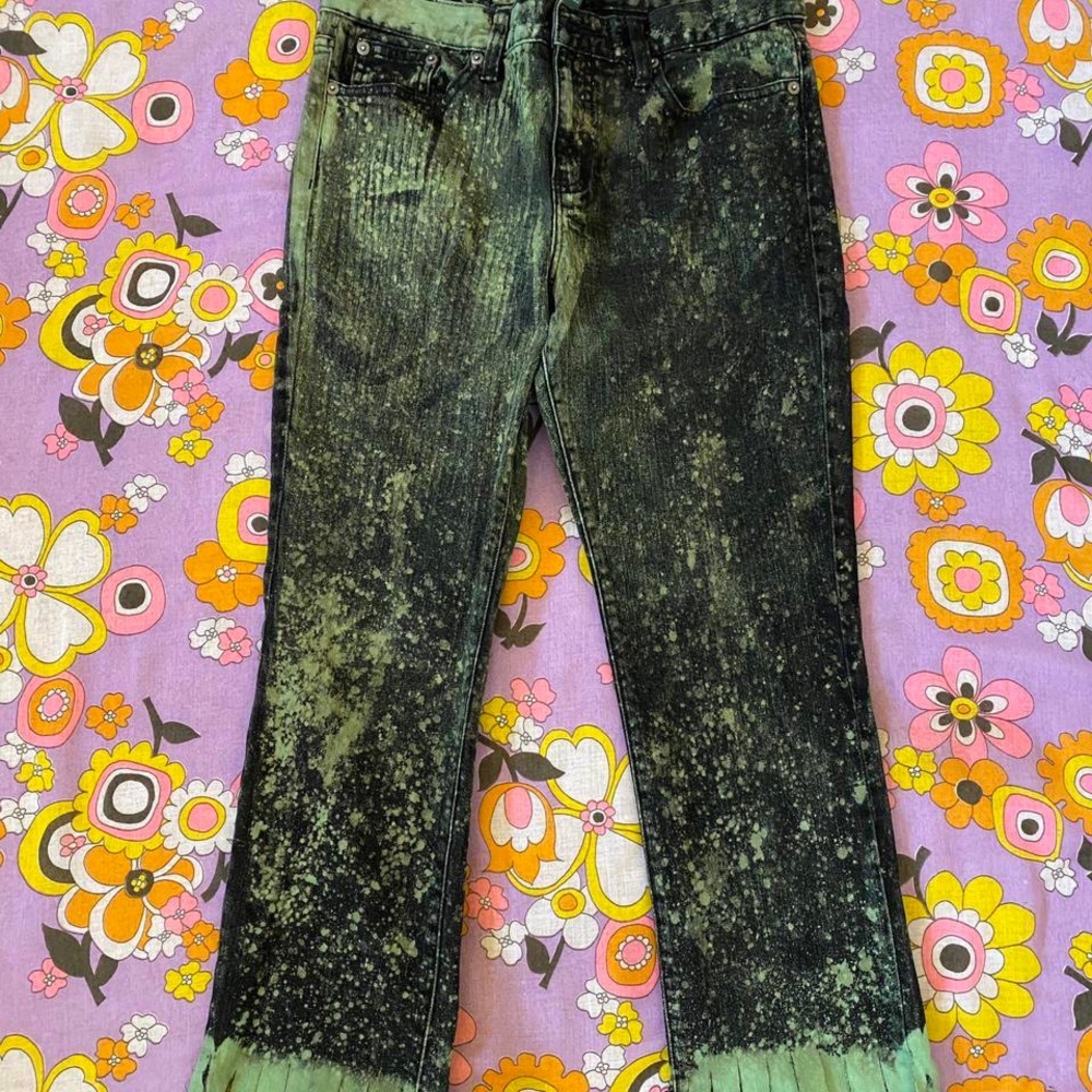 Rare  Hand dyed 
Acid wash Vintage Ralph Lauren 
Black 
Green Jeans 8